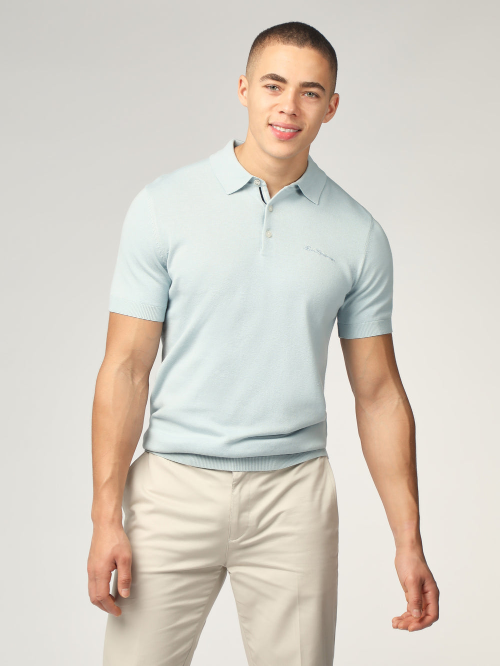 Knitwear Ben Sherman Signature Short Sleeve Polo Bleu | PRH-00319549